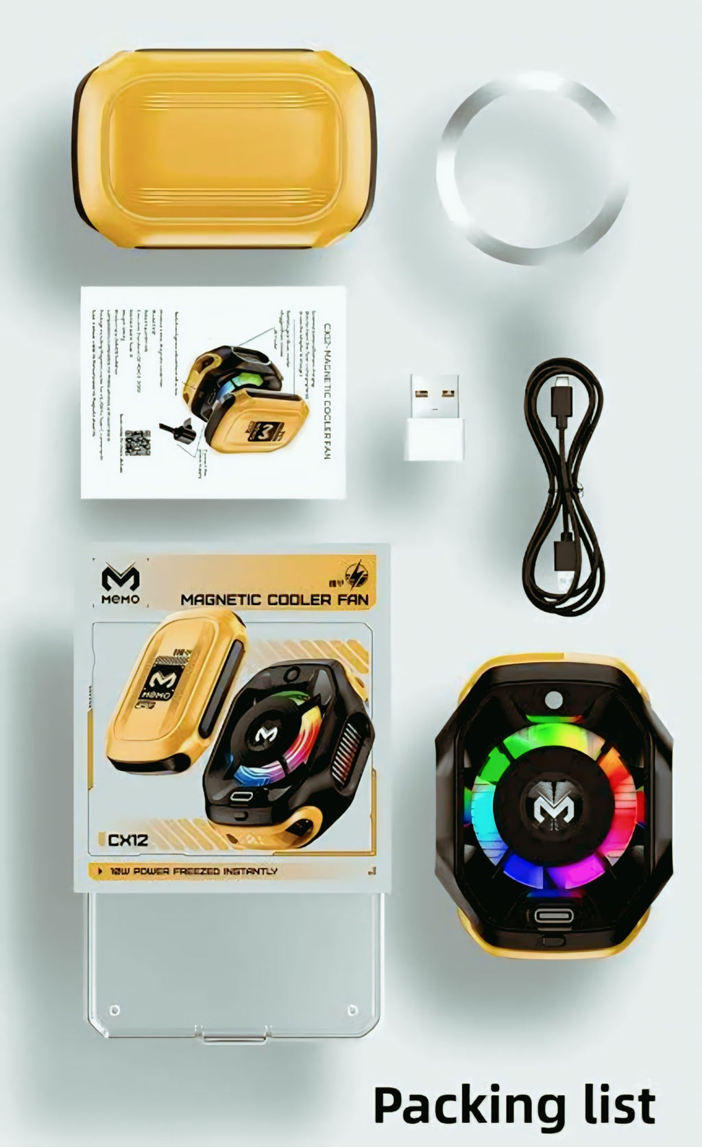 MEMO CX12 Mobile Phone Cooler Radiator with Digital Display and Battery